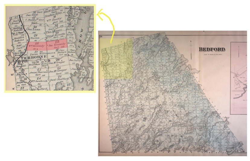 An 1880 map that shows William and John Kennedy's farms side-by-side